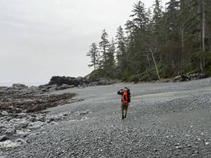 Corey Itterman enjoys low tide along the North Coast Trail, Dec., 2025. (Leif MacIver/Contributor)